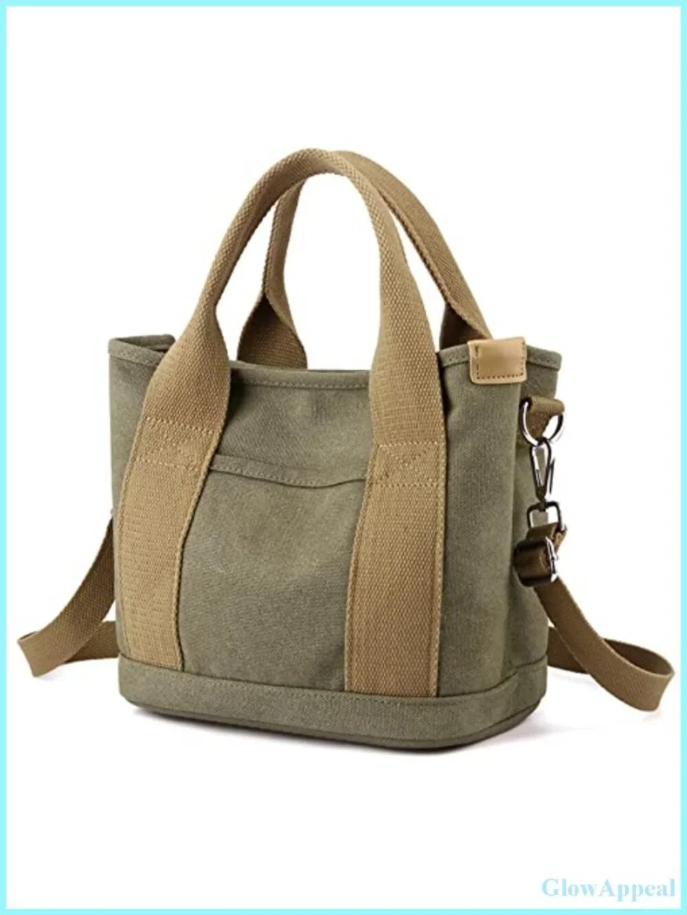 Canvas Tote Bag with Zipper Multi-Pockets Satchel Hobo for Travel Work